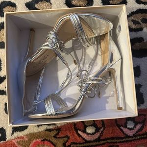 Silver lace up heels
